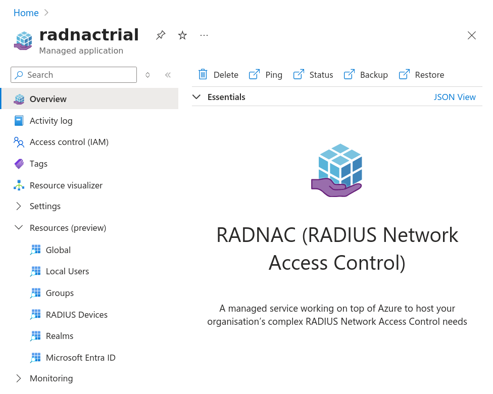 RADNAC managed application