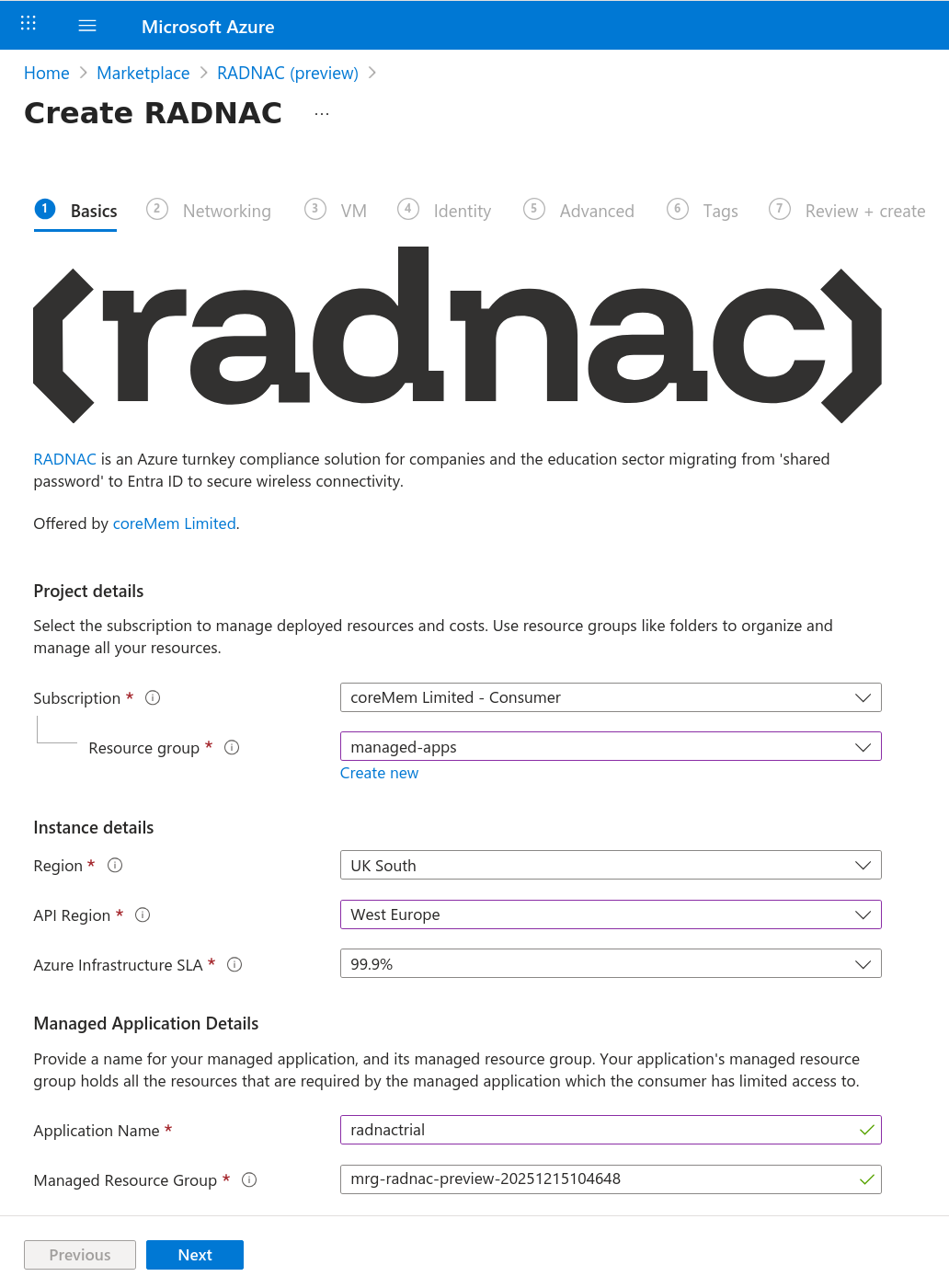 Basic settings for the deployment